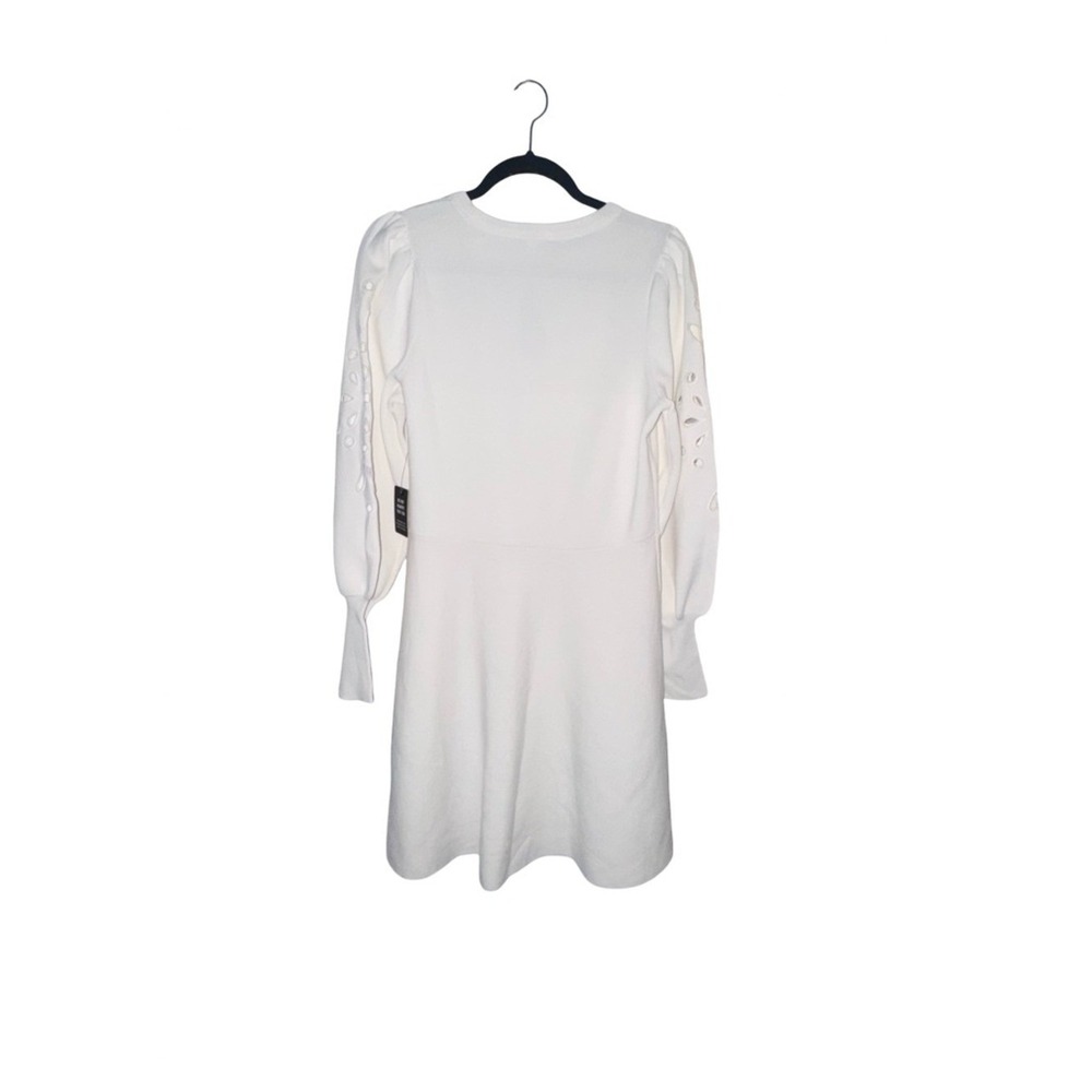 Express Sz L‎ White Eyelet Puff Sleeve Dress NWT Fit Flare Feminine bridal - Picture 4 of 6
